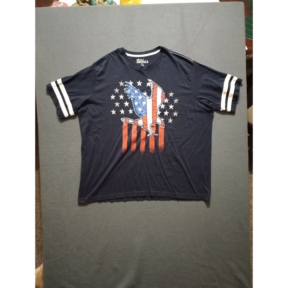 Spirit of America T-Shirt Men's Size 2XL Ringer T Embroidery